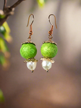 FRUITFUL: Pearls, Rose Gold Spring Green Earrings