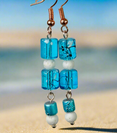 BEACH: Blue Baubles with Pearls or White Lava Beads