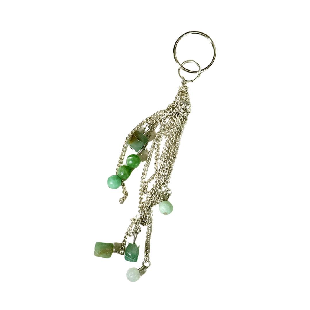 Silver Tassel with Natural Green Gemstones Keychain – Something to Silver Tassel with Natural Green Gemstones Keychain – Something to