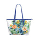 Large Blue Shoulder Bag - Cultivate Joy Vegan Leather Tote Bag