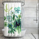Aqua and Green Watercolor Flower Shower Curtain