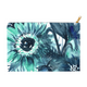 Aqua Indigo Floral- Flat Accessory Pouch